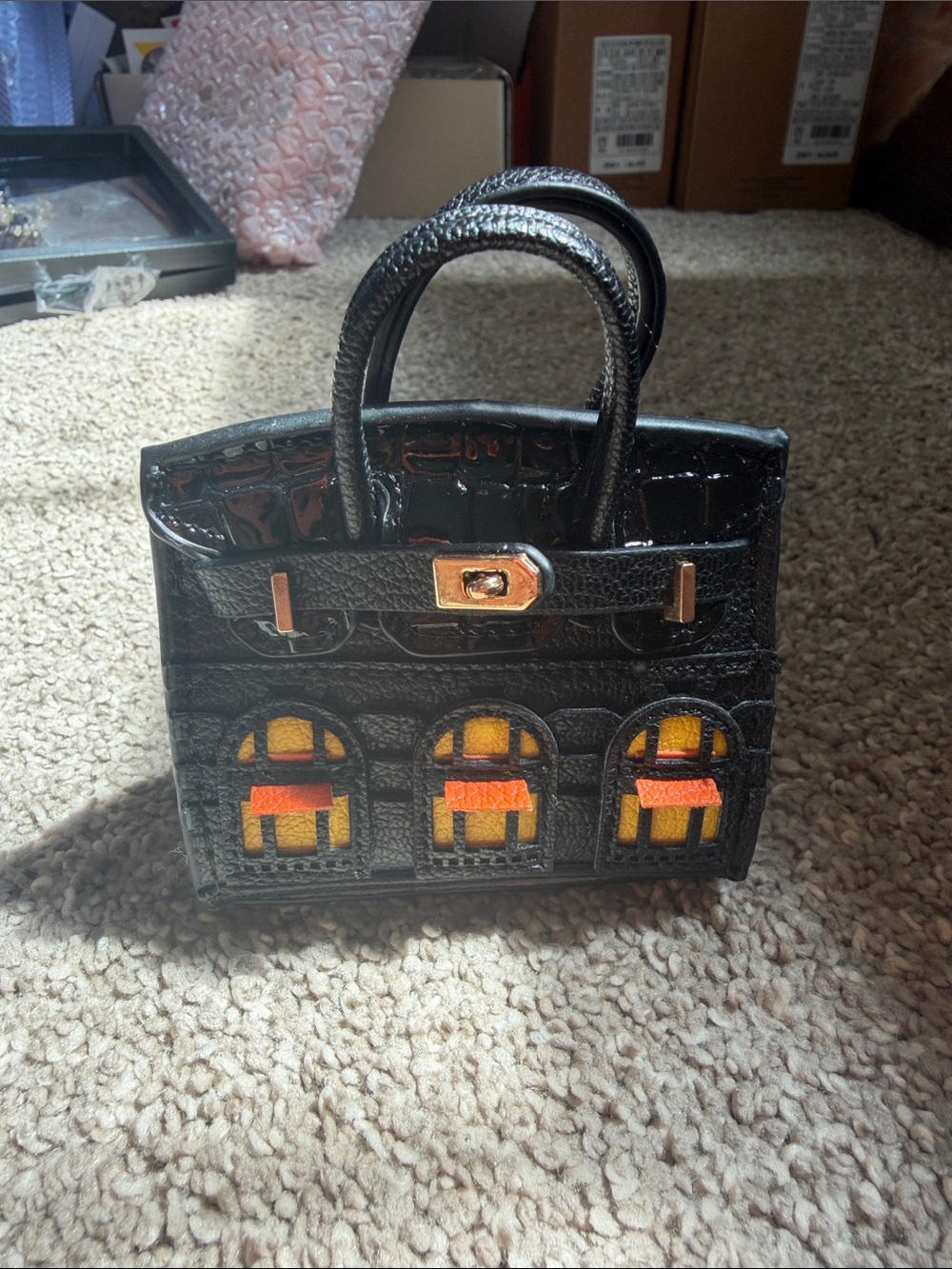 Luxury Micro Mini Bag Charm Keychain Pouch, her*mes Birkin - Picture 2 of 7